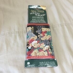 Vintage Self Stick Removeable Holiday Wallpaper Border Teddy Bear Christmas